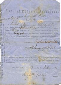 Document - ANCIENT ORDER OF FORESTERS NO. 3770 COLLECTION: CORRESPONDENCE