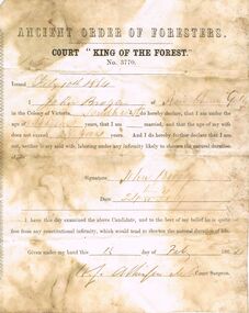 Document - ANCIENT ORDER OF FORESTERS NO. 3770 COLLECTION: CORRESPONDENCE