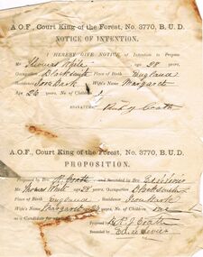 Document - ANCIENT ORDER OF FORESTERS NO. 3770 COLLECTION: CORRESPONDENCE