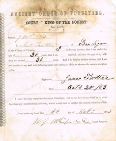 Document - ANCIENT ORDER OF FORESTERS NO. 3770 COLLECTION: CORRESPONDENCE