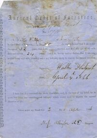 Document - ANCIENT ORDER OF FORESTERS NO. 3770 COLLECTION: CORRESPONDENCE