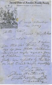 Document - ANCIENT ORDER OF FORESTERS NO. 3770 COLLECTION: CORRESPONDENCE