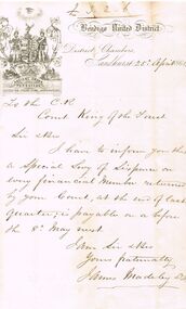Document - ANCIENT ORDER OF FORESTERS NO. 3770 COLLECTION: CORRESPONDENCE