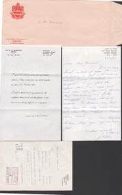 Document - ERROL BOVAIRD COLLECTION: COHNS BROWN ENVELOPE CONTAINING 3 SMALL NOTES