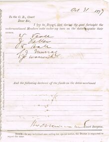 Document - ANCIENT ORDER OF FORESTERS NO. 3770 COLLECTION: CORRESPONDENCE