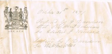 Document - ANCIENT ORDER OF FORESTERS NO. 3770 COLLECTION: CORRESPONDENCE