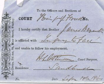 Document - ANCIENT ORDER OF FORESTERS NO. 3770 COLLECTION: CORRESPONDENCE