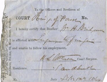 Document - ANCIENT ORDER OF FORESTERS NO. 3770 COLLECTION: CORRESPONDENCE