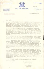 Document - THE BENDIGO TRUST COLLECTION: VARIOUS CORRESPONDENCE, 31st August, 1970