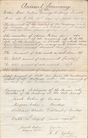 Document - COHN BROTHERS COLLECTION: ANNUAL SUMMARY OF THE COHN BROS BREWERY COMPANY