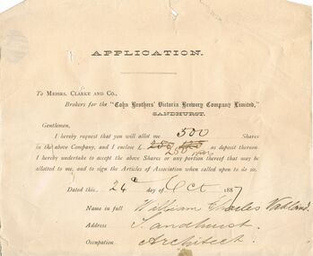 Document - COHN BROTHERS COLLECTION: APPLICATION FORM FOR SHARES