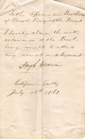 Document - ANCIENT ORDER OF FORESTERS NO. 3770 COLLECTION: CORRESPONDENCE