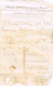 Document - ANCIENT ORDER OF FORESTERS NO. 3770 COLLECTION: CORRESPONDENCE