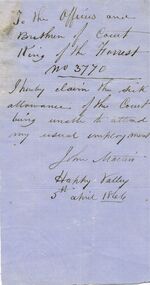 Document - ANCIENT ORDER OF FORESTERS NO. 3770 COLLECTION: CORRESPONDENCE
