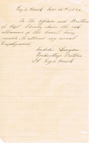 Document - ANCIENT ORDER OF FORESTERS NO. 3770 COLLECTION: CORRESPONDENCE