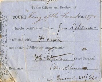 Document - ANCIENT ORDER OF FORESTERS NO. 3770 COLLECTION: CORRESPONDENCE
