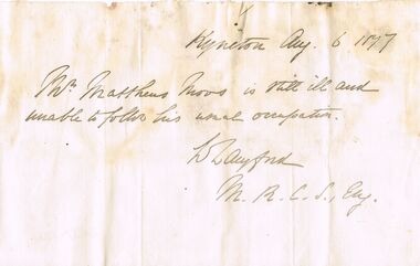 Document - ANCIENT ORDER OF FORESTERS NO. 3770 COLLECTION: CORRESPONDENCE