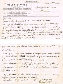 Document - OWEN WILLIAMS COLLECTION: FIDLER & AYRES MEMORANDUM, 10/02/1905