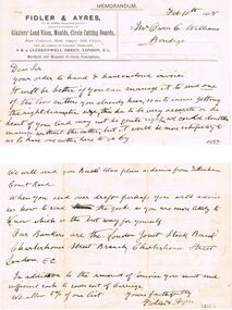 Document - OWEN WILLIAMS COLLECTION: FIDLER & AYRES MEMORANDUM, 10/02/1905