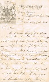 Document - ANCIENT ORDER OF FORESTERS NO. 3770 COLLECTION: CORRESPONDENCE