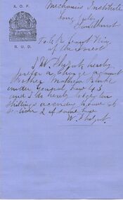 Document - ANCIENT ORDER OF FORESTERS NO. 3770 COLLECTION: CORRESPONDENCE
