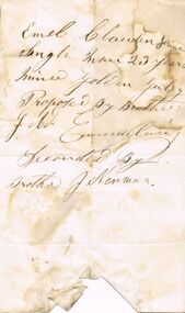 Document - ANCIENT ORDER OF FORESTERS NO. 3770 COLLECTION: CORRESPONDENCE
