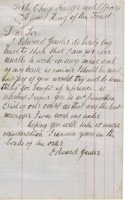 Document - ANCIENT ORDER OF FORESTERS NO. 3770 COLLECTION: CORRESPONDENCE