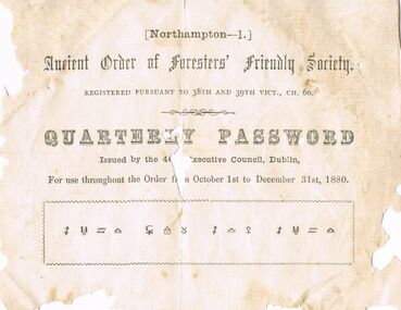 Document - ANCIENT ORDER OF FORESTERS NO. 3770 COLLECTION: CORRESPONDENCE