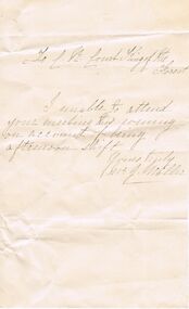 Document - ANCIENT ORDER OF FORESTERS NO. 3770 COLLECTION: CORRESPONDENCE