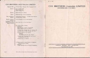 Document - COX BROTHERS ( AUSTRALIA) LIMITED, 31 July 1969
