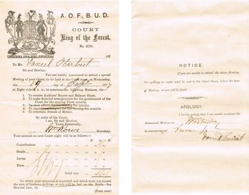 Document - ANCIENT ORDER OF FORESTERS NO. 3770 COLLECTION: CORRESPONDENCE