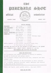 Document - THE PARTHIAN SHOT: (OFFICIAL NEWSLETTER OF THE GOLDEN CITY COLLECTORS ASSOCIATION), August 1992