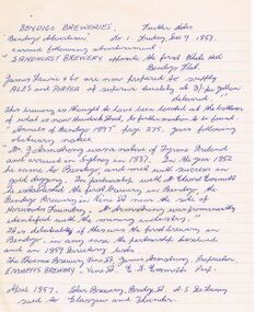 Document - NOTES RE: VARIOUS BENDIGO BUILDINGS