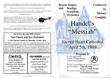 Document - BENOLA SINGERS & SYMPHONY OCHESTRA, April 5th. 1998