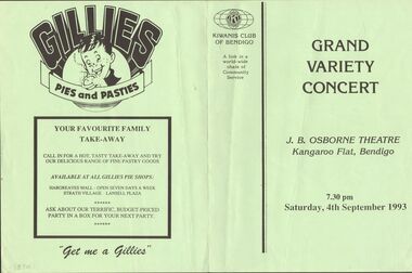 Document - GRAND VARIETY CONCERT, KIWANIS CLUB OF BENDIGO, 4 September, 1993