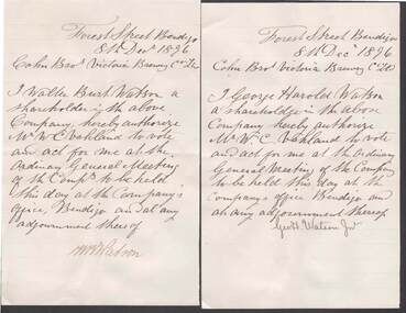 Document - COHN BROTHERS COLLECTION: HANDWRITTEN NOTES DATED 1896