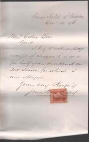 Document - COHN BROTHERS COLLECTION: HANDWRITTEN NOTE DATED 1896
