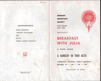 Document - BENDIGO REPERTORY SOCIETY PROGRAM, 9-12 October 1968