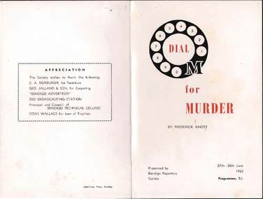 Document - BENDIGO REPERTORY SOCIETY PROGRAM, 27-30 June 1962