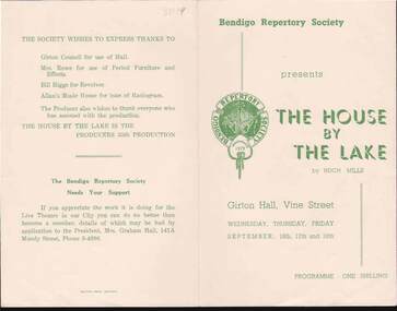 Document - BENDIGO REPERTORY SOCIETY PROGRAM, 16,17,18 Sep 1959