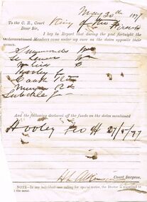 Document - ANCIENT ORDER OF FORESTERS NO. 3770 COLLECTION: CORRESPONDENCE