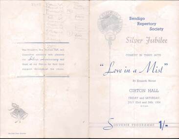 Document - BENDIGO REPERTORY SOCIETY PROGRAM, 23&24 July 1954