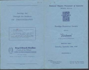 Document - BENDIGO REPERTORY SOCIETY PROGRAM, 24 September 1949