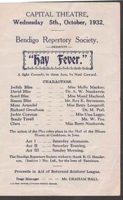 Document - BENDIGO REPERTORY SOCIETY PROGRAM, 5 Oct 1932
