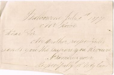 Document - ANCIENT ORDER OF FORESTERS NO. 3770 COLLECTION: CORRESPONDENCE