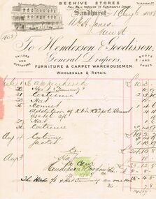 Document - ACCOUNT ON PRINTED FORM TO HENDERSON & GOODISSON, GENERAL DRAPER:  FURNITURE & CARPET WAREHOUSEMEN, 1st August, 1888