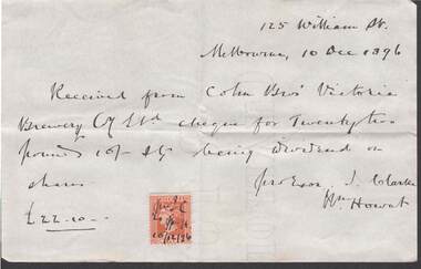 Document - COHN BROTHERS COLLECTION: HANDWRITTEN RECEIPT DATED 1896