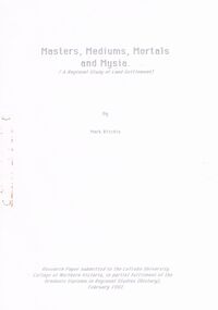Document - ''THE LODDON LAND SWINDLERS''  CHAPTER FROM RESEARCH PAPER, 1992