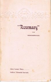 Book - LYDIA CHANCELLOR COLLECTION: 'ROSEMARY' FOR REMEMBRANCE.'