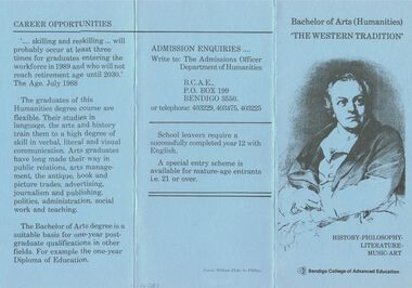 Document - BACHELOR OF ARTS (HUMANITIES), BENDIGO COLLEGE OF ADVANCED EDUCATION